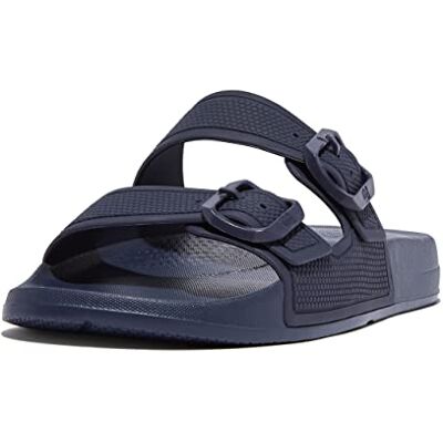 Fitflop Sandales à enfiler Iqushion à deux barres pour femme, bleu marine, 37 EU Fitflop Sandales à enfiler Iqushion à deux barres pour femme, bleu marine, 37 EU