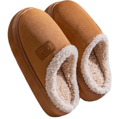 AUXDIQ Chaussons Maison Femme Homme Peluche Chaude Antidérapant Pantoufles Automne Hiver Intérieur/Extérieur, Orange, 39/40 EU AUXDIQ Chaussons Maison Femme Homme Peluche Chaude Antidérapant Pantoufles Automne Hiver Intérieur/Extérieur, Orange, 39/40 EU
