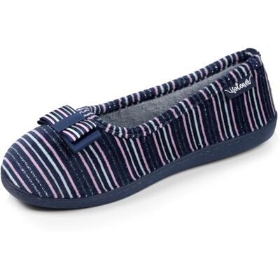 Isotoner Chaussons pantoufles Ballerines femme, EU,, Rayure Marine, 36 EU Isotoner Chaussons pantoufles Ballerines femme, EU,, Rayure Marine, 36 EU