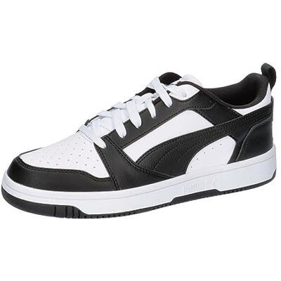 PUMA Mixte Rebound V6 Lo Sneakers Jugendliche Chaussures athlétiques, Blanc Noir, 38.5 EU PUMA Mixte Rebound V6 Lo Sneakers Jugendliche Chaussures athlétiques, Blanc Noir, 38.5 EU