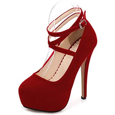 CYwinterB Talons Hauts Sexy Suede Stiletto Plateforme Escarpins Élégant Bout Rond Sangle De Cheville Talons Hauts Chaussures de Mariée Escarpins Robe Femmes 35-46 CYwinterB Talons Hauts Sexy Suede Stiletto Plateforme Escarpins Élégant Bout Rond Sangle De Cheville Talons Hauts Chaussures de Mariée Escarpins Robe Femmes 35-46