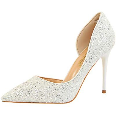 Life&Women Damen Spitze Geschlossene Zehen Stilettos Escarpins à talons hauts 9,5 cm, blanc, 37 EU Life&Women Damen Spitze Geschlossene Zehen Stilettos Escarpins à talons hauts 9,5 cm, blanc, 37 EU