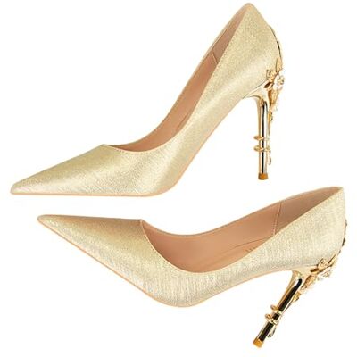 WBITJDK Escarpins à talons hauts tendance pour femme Super sexy Stiletto Talon haut pointu 10 cm Chaussures de mariage et de bureau, or, 41 EU WBITJDK Escarpins à talons hauts tendance pour femme Super sexy Stiletto Talon haut pointu 10 cm Chaussures de mariage et de bureau, or, 41 EU