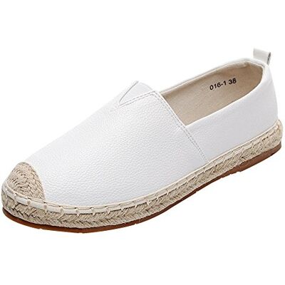 ANUFER Femmes Confort Plat Plimsolls Low-Top Glisser sur Espadrilles Blanc SN020530 EU39.5 ANUFER Femmes Confort Plat Plimsolls Low-Top Glisser sur Espadrilles Blanc SN020530 EU39.5