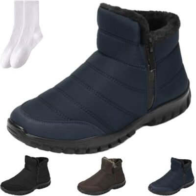 GAGFDA Bottines de neige imperméables et chaudes en coton avec fermeture éclair pour homme Doublure en fourrure Confortables Antidérapantes Avec fermeture éclair latérale, bleu marine, 0 UK GAGFDA Bottines de neige imperméables et chaudes en coton avec fermeture éclair pour homme Doublure en fourrure Confortables Antidérapantes Avec fermeture éclair latérale, bleu marine, 0 UK