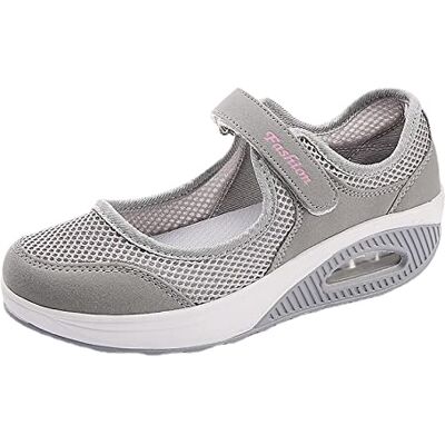 ZORQ Baskets orthopédiques,Chaussures orthopédiques à Semelle épaisse pour Femme Chaussures à Enfiler en Maille pour Femme, Gris, 36 EU ZORQ Baskets orthopédiques,Chaussures orthopédiques à Semelle épaisse pour Femme Chaussures à Enfiler en Maille pour Femme, Gris, 36 EU