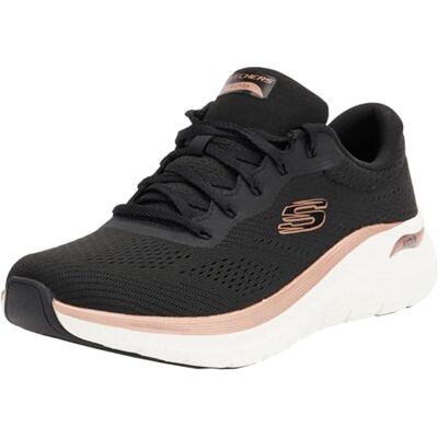 Skechers Baskets Arch Fit 2.0 Glow The DistanceSneaker pour femme, Maille noire et bordure or rose, 36 EU Skechers Baskets Arch Fit 2.0 Glow The DistanceSneaker pour femme, Maille noire et bordure or rose, 36 EU