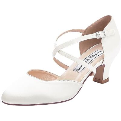 Duosheng & Elegant Bout fermé HC1921 Croix Bandes Chaussures de mariée Boucle pour femme, ecru, 38 EU Duosheng & Elegant Bout fermé HC1921 Croix Bandes Chaussures de mariée Boucle pour femme, ecru, 38 EU