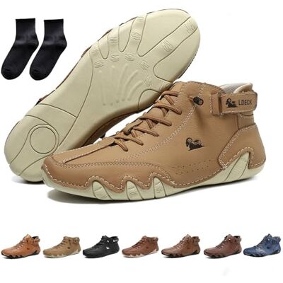 LOVEWLVNCL Bottes hautes italiennes en cuir véritable faites à la main, chaussures Beck for hommes, imperméables, légères, respirantes, antidérapantes, chaussures à enfiler for la randonnée, le camping et la con LOVEWLVNCL Bottes hautes italiennes en cuir véritable faites à la main, chaussures Beck for hommes, imperméables, légères, respirantes, antidérapantes, chaussures à enfiler for la randonnée, le camping et la con