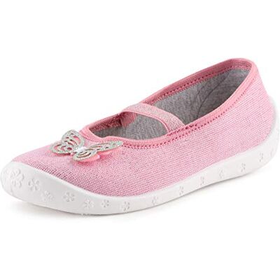 Ladeheid Chaussons pour fille LARW008, Blanc/papillons roses, 25 EU Ladeheid Chaussons pour fille LARW008, Blanc/papillons roses, 25 EU
