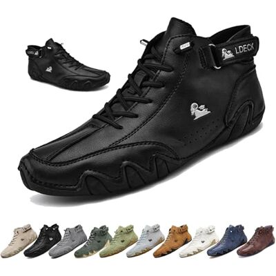 Overhil1s Hommes Bottes Hautes en Daim Faites à la Main, décontractées à enfiler chaussures imperméables antidérapantes confortables légères chaussures d'extérieur pieds nus pour randonnée et conduite (Color : Overhil1s Hommes Bottes Hautes en Daim Faites à la Main, décontractées à enfiler chaussures imperméables antidérapantes confortables légères chaussures d'extérieur pieds nus pour randonnée et conduite (Color :