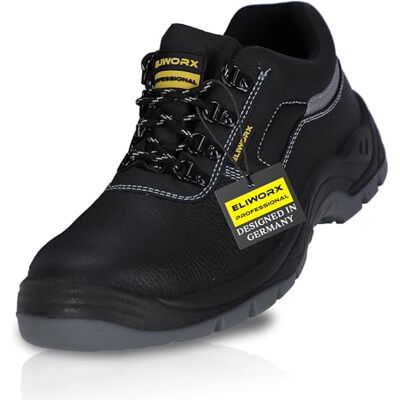 ELIWORX Chaussures de sécurité S3 Terra Low pour homme avec embout en acier, respirantes, semelle intermédiaire anti-perforation en acier, particulièrement antidérapantes, œillets renforcés, Noir , 44 ELIWORX Chaussures de sécurité S3 Terra Low pour homme avec embout en acier, respirantes, semelle intermédiaire anti-perforation en acier, particulièrement antidérapantes, œillets renforcés, Noir , 44