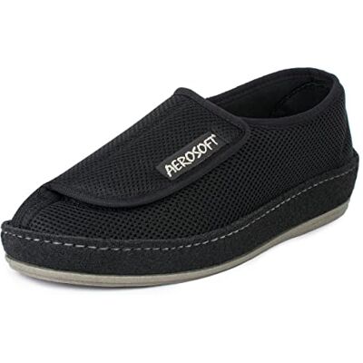 Aerosoft Chaussures basses 6072-4P avec fermeture Velcro, pour homme et femme, idéales comme chaussures de rééducation, pantoufles, soulagement de la pression, Noir, 36 EU Aerosoft Chaussures basses 6072-4P avec fermeture Velcro, pour homme et femme, idéales comme chaussures de rééducation, pantoufles, soulagement de la pression, Noir, 36 EU