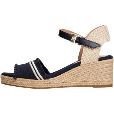 Tommy Hilfiger Fw0fw08879 Espadrilles compensées en toile à franges pour femme, Bleu spatial, 37 EU Tommy Hilfiger Fw0fw08879 Espadrilles compensées en toile à franges pour femme, Bleu spatial, 37 EU