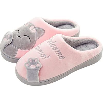 AUXDIQ Femme Pantoufles Mignnone Chat Peluche Hiver Chaussons Doux Chaud Chaussures de Maison Homme Pantoufles Rose Clair 37/38 EU AUXDIQ Femme Pantoufles Mignnone Chat Peluche Hiver Chaussons Doux Chaud Chaussures de Maison Homme Pantoufles Rose Clair 37/38 EU