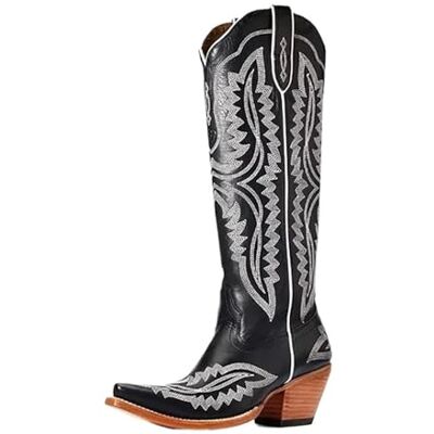 YXADGML Bottes de cowboy pour femmes, bottes de cowboy pour femmes, bottes de cowgirl occidentales vintage pour femmes, chaussures décontractées à talon bloc (noir blanc, 41) YXADGML Bottes de cowboy pour femmes, bottes de cowboy pour femmes, bottes de cowgirl occidentales vintage pour femmes, chaussures décontractées à talon bloc (noir blanc, 41)