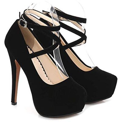 CYwinterB Talons hauts sexy en daim Stiletto Plateforme Escarpins élégants Bout rond Sangle de cheville Talons hauts Chaussures de mariée Escarpins Robe Chaussures pour femmes 35-46 CYwinterB Talons hauts sexy en daim Stiletto Plateforme Escarpins élégants Bout rond Sangle de cheville Talons hauts Chaussures de mariée Escarpins Robe Chaussures pour femmes 35-46