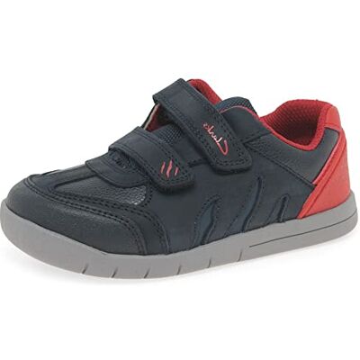 Clarks Rex Play T Basket Garçon, Navy Red Lea, 18.5 EU Clarks Rex Play T Basket Garçon, Navy Red Lea, 18.5 EU