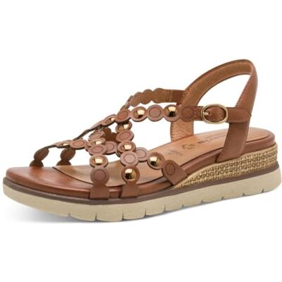 Tamaris Comfort Sandales compensées pour femme Cognac Nappa, 38 EU Tamaris Comfort Sandales compensées pour femme Cognac Nappa, 38 EU