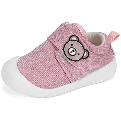 MASOCIO Chaussure Bébé Fille Garçon Premier Pas Baskets Bebe Plat Confort Caoutchouc Antiderapant, Rose, 22 EU MASOCIO Chaussure Bébé Fille Garçon Premier Pas Baskets Bebe Plat Confort Caoutchouc Antiderapant, Rose, 22 EU