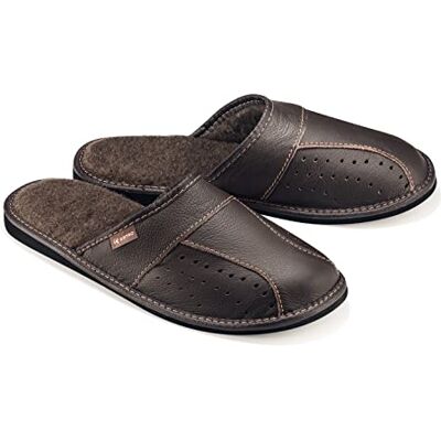 ESTRO Chaussons Hommes Pantoufle Chausson Homme Cuir Mules Pantoufles Semelle Inoubliable MZ01 (Marron, 44 EU) ESTRO Chaussons Hommes Pantoufle Chausson Homme Cuir Mules Pantoufles Semelle Inoubliable MZ01 (Marron, 44 EU)