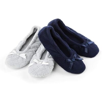 Isotoner Paire de ballerines matelassées pour femme de couleur unie, gris clair matelassé bleu marine solide, 37/38 EU, Gris clair matelassé bleu marine solide, 37.5/38.5 EU Isotoner Paire de ballerines matelassées pour femme de couleur unie, gris clair matelassé bleu marine solide, 37/38 EU, Gris clair matelassé bleu marine solide, 37.5/38.5 EU