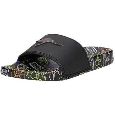 KangaROOS Sandales à imprimé K-Slide pour fille, Jet Black Play, 31 EU KangaROOS Sandales à imprimé K-Slide pour fille, Jet Black Play, 31 EU