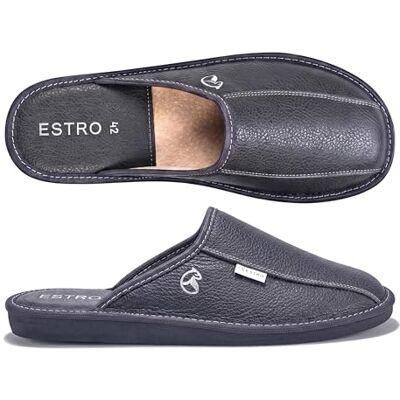 ESTRO Chaussons Hommes Pantoufle Chausson Homme Cuir Laine Mules Pantoufles Semelle Inoubliable FROST ESTRO Chaussons Hommes Pantoufle Chausson Homme Cuir Laine Mules Pantoufles Semelle Inoubliable FROST