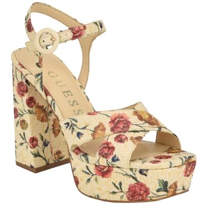 GUESS Sandales Vallenn pour femme, Floral naturel 111, 36 EU GUESS Sandales Vallenn pour femme, Floral naturel 111, 36 EU
