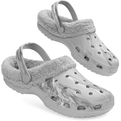 CityComfort Sabots d'hiver classiques doublés en polaire pour homme et adolescent – Chaussures de jardin chaudes à enfiler avec sangle, gris chiné, 41.5 EU CityComfort Sabots d'hiver classiques doublés en polaire pour homme et adolescent – Chaussures de jardin chaudes à enfiler avec sangle, gris chiné, 41.5 EU