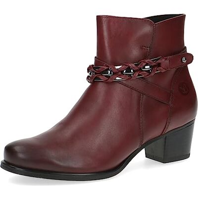CAPRICE Damen Stiefeletten mit Absatz Airmotion aus Leder Kleiner Absatz Weite G, Rot (Bordeaux Nappa), 38.5 EU CAPRICE Damen Stiefeletten mit Absatz Airmotion aus Leder Kleiner Absatz Weite G, Rot (Bordeaux Nappa), 38.5 EU