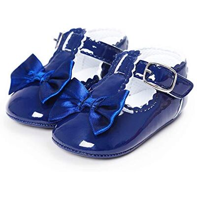 LACOFIA Chaussure Bowknot Premier Pas Fille Ballerine Bebe Fille avec Semelle antidérapante Douce, D Bleu Foncé, 12-18 mois LACOFIA Chaussure Bowknot Premier Pas Fille Ballerine Bebe Fille avec Semelle antidérapante Douce, D Bleu Foncé, 12-18 mois