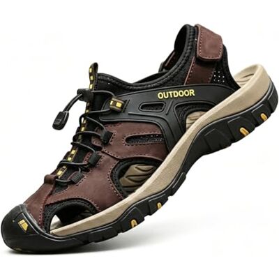 MGGMOKAY Sandales de Randonnée Homme Cuir Marche Fermées Été Extérieur Chaussures de Sport Plage Chaussures d'eau, Brun, 45 EU MGGMOKAY Sandales de Randonnée Homme Cuir Marche Fermées Été Extérieur Chaussures de Sport Plage Chaussures d'eau, Brun, 45 EU