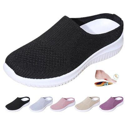 ZPLMIDE Pantoufles orthopédiques pour femmes, sandales décontractées en maille pour femme, sabots légers et respirants à plateforme à enfiler, Noir , 41 EU ZPLMIDE Pantoufles orthopédiques pour femmes, sandales décontractées en maille pour femme, sabots légers et respirants à plateforme à enfiler, Noir , 41 EU