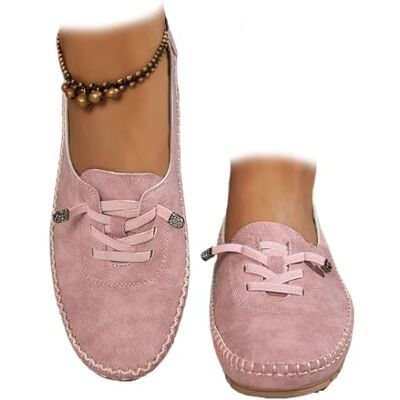 GHTRHSB Mocassins vintage en cuir pour femme, orthopédiques doux avec soutien de la voûte plantaire, coupe large, respirant, mocassins de conduite, rose, 37 EU GHTRHSB Mocassins vintage en cuir pour femme, orthopédiques doux avec soutien de la voûte plantaire, coupe large, respirant, mocassins de conduite, rose, 37 EU