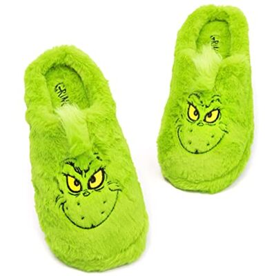 The Grinch Chaussons de Noël pour adultes hommes et femmes en fausse fourrure, Green, 37.5/38.5 EU The Grinch Chaussons de Noël pour adultes hommes et femmes en fausse fourrure, Green, 37.5/38.5 EU