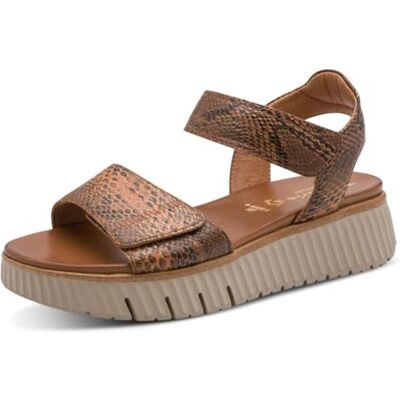 Tamaris Comfort Wedge/Plat Sand Sandales compensées réglables pour femme Cognac Snake 37 EU Tamaris Comfort Wedge/Plat Sand Sandales compensées réglables pour femme Cognac Snake 37 EU