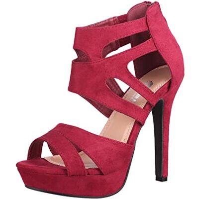 Elara Chunkyrayan Escarpins à talons hauts ouverts pour femme, Bordeaux, 35 EU Elara Chunkyrayan Escarpins à talons hauts ouverts pour femme, Bordeaux, 35 EU