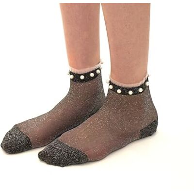 Yuko B. Chaussettes en Voile élégantes pour Femme Ultra résistante et confortable Stella Noir Argenté Lavable en machine Idéal pour baskets, talons hauts Idée Cadeau Femme, Noir, 36-41 Yuko B. Chaussettes en Voile élégantes pour Femme Ultra résistante et confortable Stella Noir Argenté Lavable en machine Idéal pour baskets, talons hauts Idée Cadeau Femme, Noir, 36-41