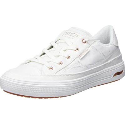 Skechers Baskets Arch Fit Arcade pour femme, Toile blanche avec bordure or rose, 38.5 EU Skechers Baskets Arch Fit Arcade pour femme, Toile blanche avec bordure or rose, 38.5 EU
