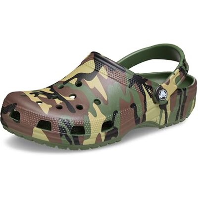 Crocs Sabots classiques unisexes Graphique saisonnier, camouflage vert kaki, 46 EU Crocs Sabots classiques unisexes Graphique saisonnier, camouflage vert kaki, 46 EU