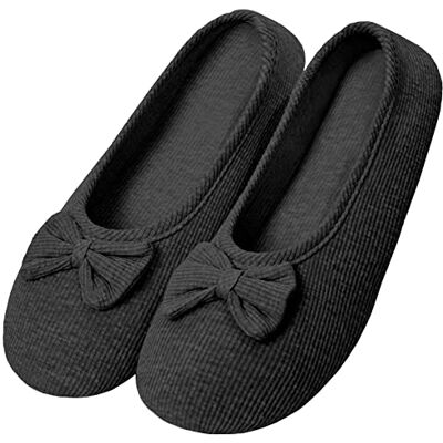 Solshine Pantoufles fermées en coton pour femme Ballerine T002, Noir , 39/40 EU Solshine Pantoufles fermées en coton pour femme Ballerine T002, Noir , 39/40 EU