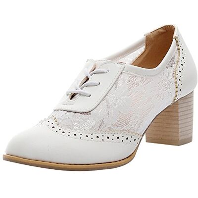 Jamron Femmes Élégant Dentelle Bride Chaussures de Mariage Bloc Talon Oxfords Chaussures de Ville Blanc SN02107 EU38 Jamron Femmes Élégant Dentelle Bride Chaussures de Mariage Bloc Talon Oxfords Chaussures de Ville Blanc SN02107 EU38