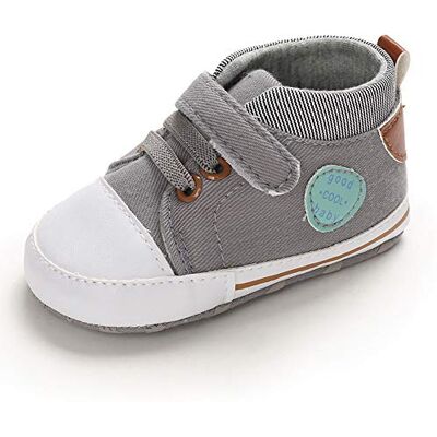 MASOCIO Chaussure Bébé Garçon Premier Pas Baskets Plat Semelle Souple Antiderapant, Gris, 12-18 mois MASOCIO Chaussure Bébé Garçon Premier Pas Baskets Plat Semelle Souple Antiderapant, Gris, 12-18 mois