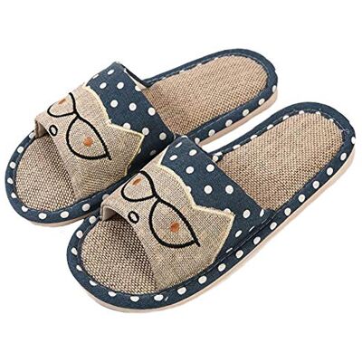 AioTio Couple de Lin Pantoufles Maison Enfant Le Style Japonais Amusant Pantoufles de Dessin animé Respirant antidérapant Fond lumière Cadeau avec Amour, Bleu Marin, 44/45 EU AioTio Couple de Lin Pantoufles Maison Enfant Le Style Japonais Amusant Pantoufles de Dessin animé Respirant antidérapant Fond lumière Cadeau avec Amour, Bleu Marin, 44/45 EU