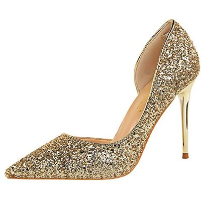Life&Women Damen Spitze Geschlossene Zehen Stilettos Escarpins à talons hauts 9,5 cm, doré, 35 EU Life&Women Damen Spitze Geschlossene Zehen Stilettos Escarpins à talons hauts 9,5 cm, doré, 35 EU