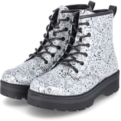 Skechers Bottines Gravlen Hi Doodle Down pour fille, Bordure noire en polyuréthane argenté, 12 UK Child Skechers Bottines Gravlen Hi Doodle Down pour fille, Bordure noire en polyuréthane argenté, 12 UK Child