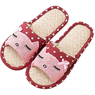 AioTio Couple de Lin Pantoufles Maison Enfant Le Style Japonais Amusant Pantoufles de Dessin animé Respirant antidérapant Fond lumière Cadeau avec Amour, Vin Rouge, 36/37 EU AioTio Couple de Lin Pantoufles Maison Enfant Le Style Japonais Amusant Pantoufles de Dessin animé Respirant antidérapant Fond lumière Cadeau avec Amour, Vin Rouge, 36/37 EU
