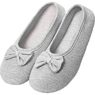 iNszkoos Pantoufles en coton pour femme Pour le yoga, la ballerine Légères Pour la maison, la chambre, le salon, le bureau, gris, Medium iNszkoos Pantoufles en coton pour femme Pour le yoga, la ballerine Légères Pour la maison, la chambre, le salon, le bureau, gris, Medium