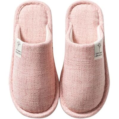 Colexy Chaussons femme homme antidérapant lin de coton matériau confortable et respirant Slippers pour intérieur pantoufles invités lavables automne hiver pantoufles pour hôtel maison spa, rose, 38/39 Colexy Chaussons femme homme antidérapant lin de coton matériau confortable et respirant Slippers pour intérieur pantoufles invités lavables automne hiver pantoufles pour hôtel maison spa, rose, 38/39